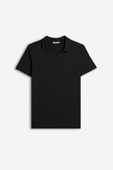 POLO SLUB CON COLLO DERBY NERO