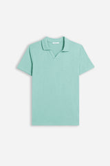 POLO SLUB CON COLLO DERBY VERDE ACQUA