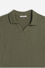 POLO SLUB CON COLLO DERBY VERDE MILITARE