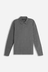 POLO MANICA LUNGA CON BOTTONI ANTRACITE