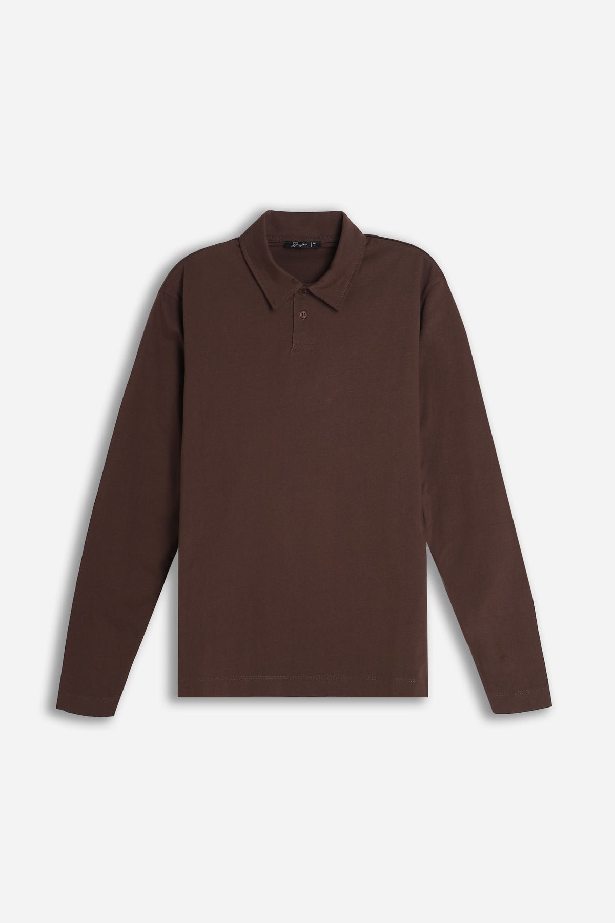 POLO MANICA LUNGA CON BOTTONI MARRONE
