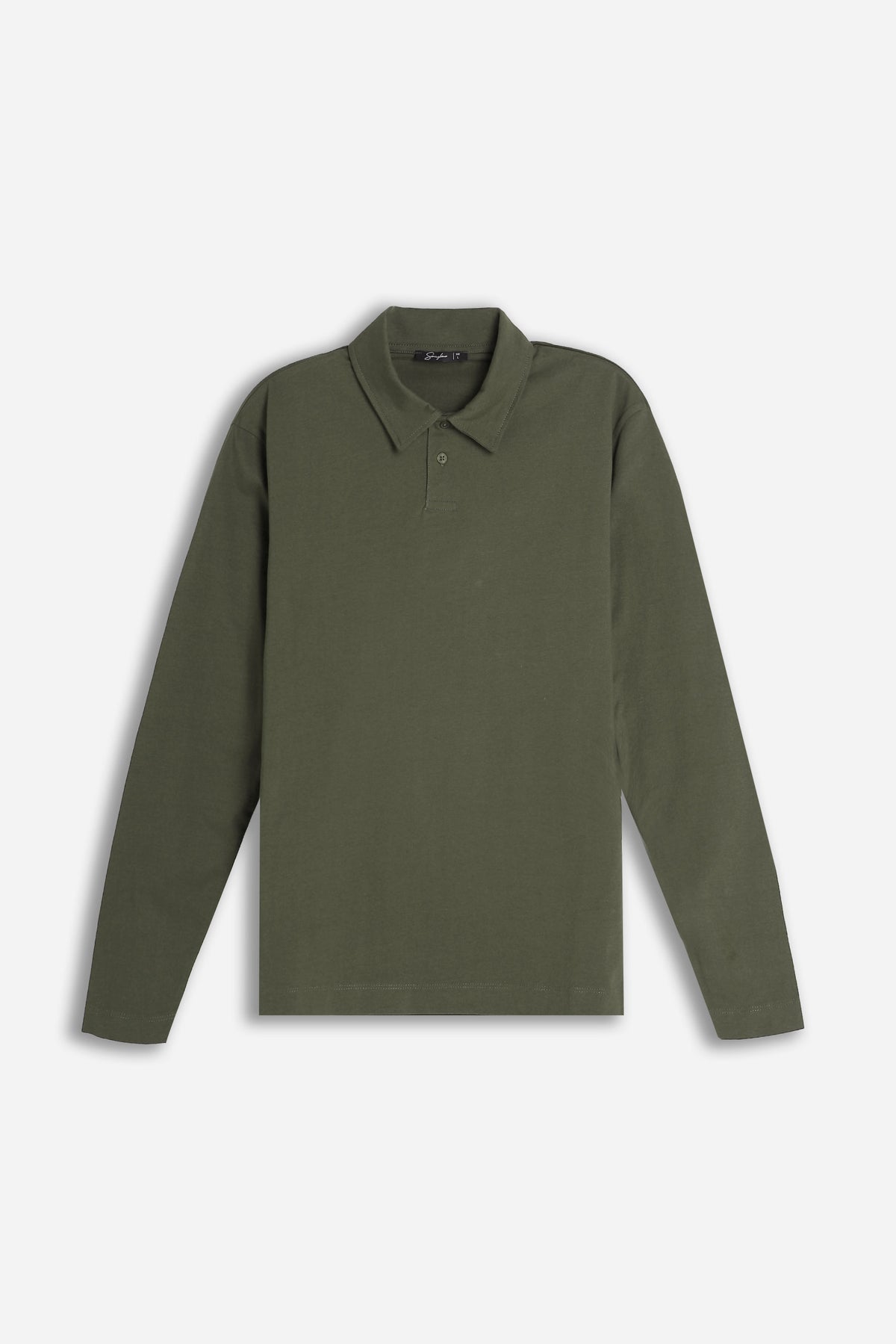 POLO MANICA LUNGA CON BOTTONI VERDE MILITARE