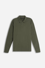 POLO MANICA LUNGA CON BOTTONI VERDE MILITARE