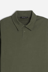 POLO MANICA LUNGA CON BOTTONI VERDE MILITARE