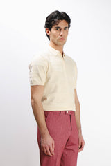 POLO IN MAGLINA FANTASIA JAQUARD CON ZIP BEIGE