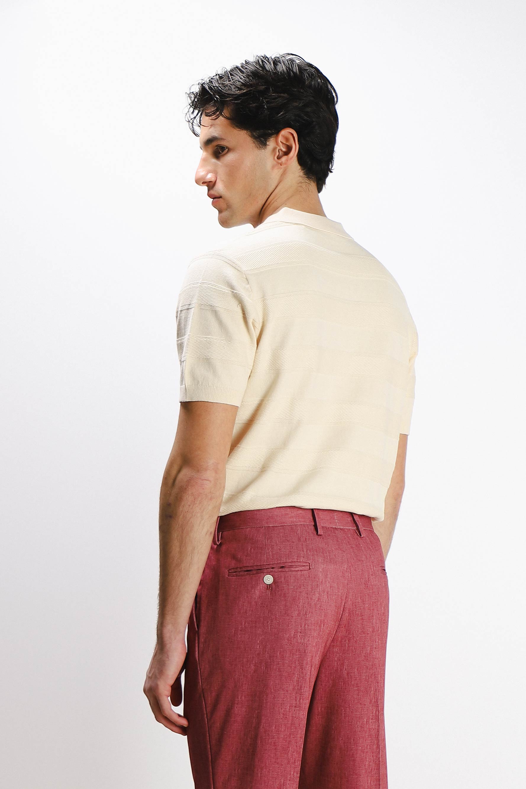 POLO IN MAGLINA FANTASIA JAQUARD CON ZIP BEIGE