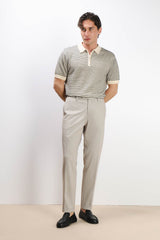 POLO IN MAGLINA FANTASIA IN RILIEVO CON ZIP F-BEIGE
