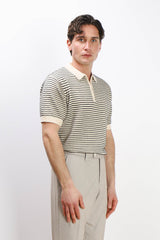 POLO IN MAGLINA FANTASIA IN RILIEVO CON ZIP F-BEIGE