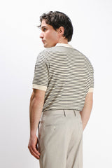 POLO IN MAGLINA FANTASIA IN RILIEVO CON ZIP F-BEIGE