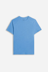 T-SHIRT GIROCOLLO BASIC SLUB AZZURRO