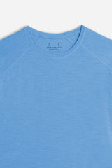 T-SHIRT GIROCOLLO BASIC SLUB AZZURRO