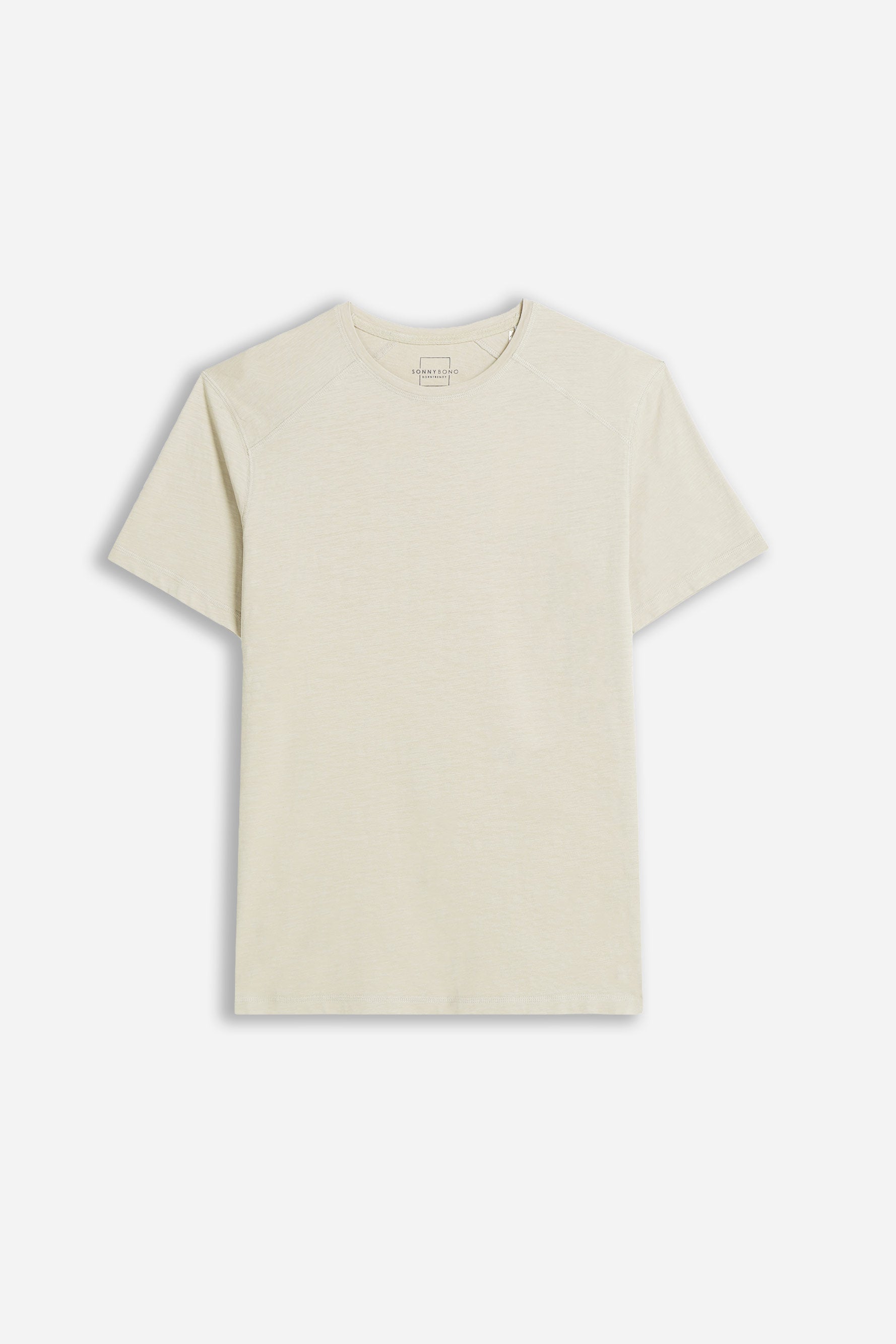T-SHIRT GIROCOLLO BASIC SLUB BEIGE CHIARO 