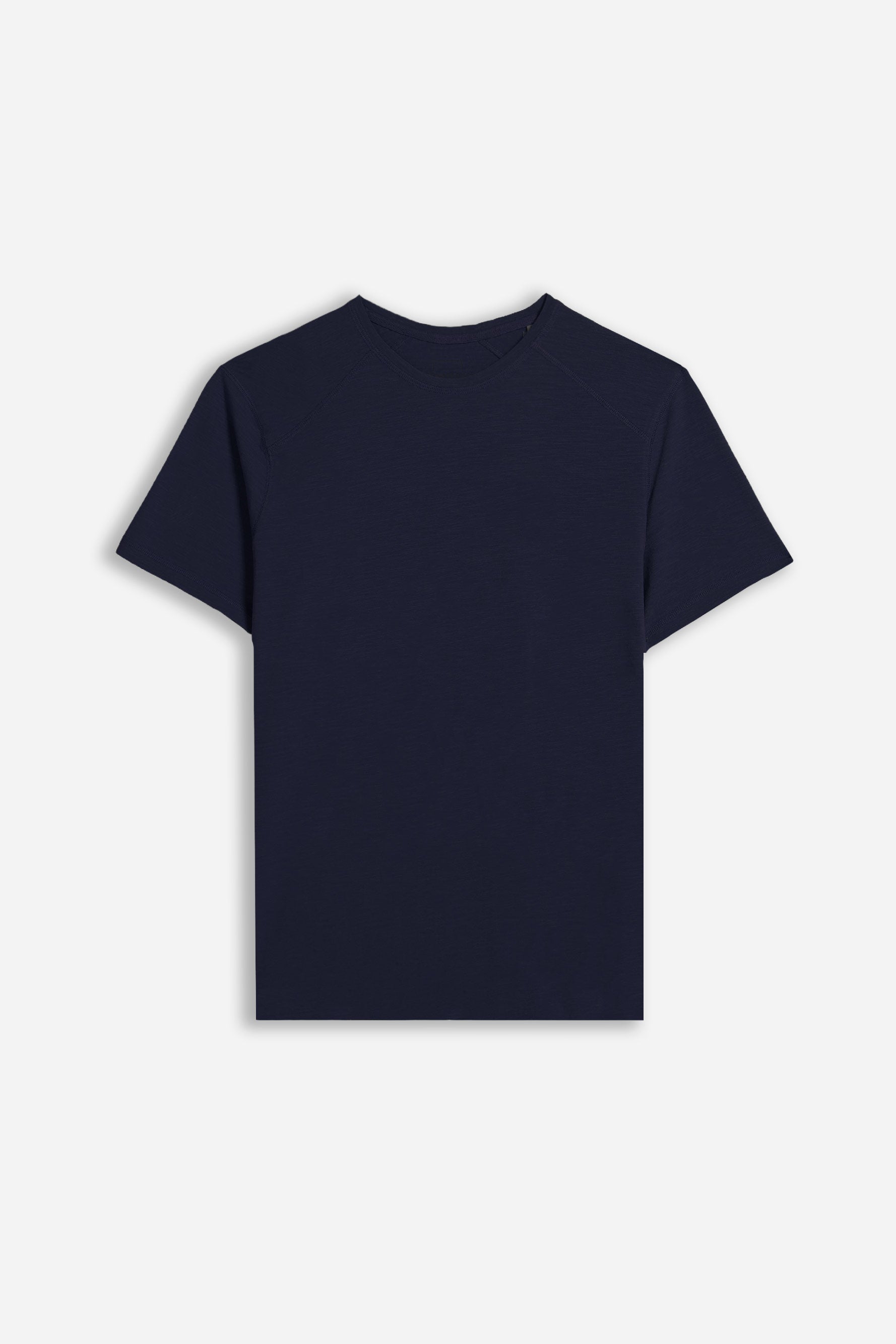 T-SHIRT GIROCOLLO BASIC SLUB BLEU