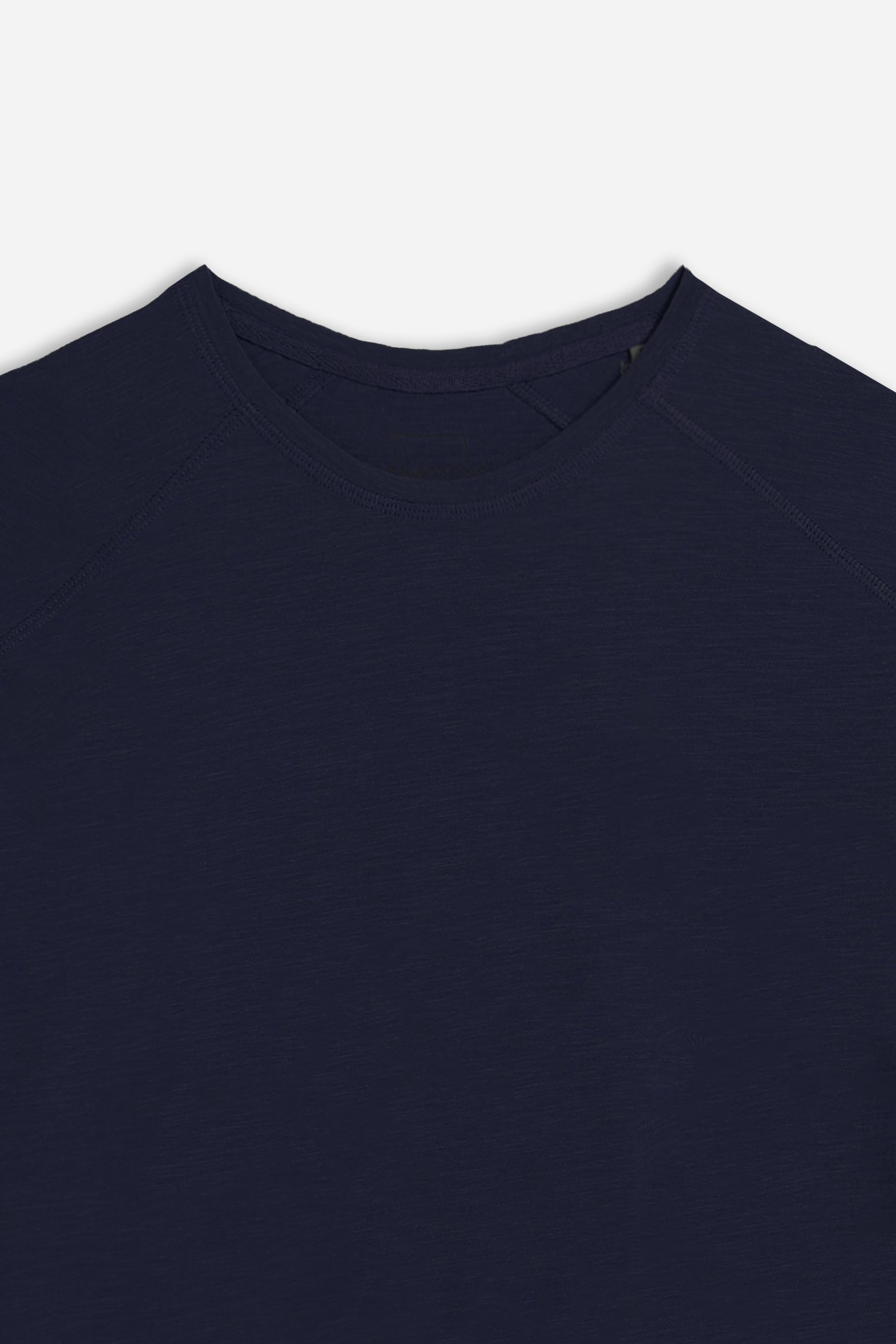 T-SHIRT GIROCOLLO BASIC SLUB BLEU