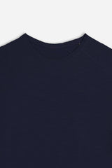 T-SHIRT GIROCOLLO BASIC SLUB BLEU