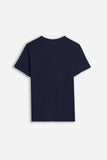 T-SHIRT GIROCOLLO BASIC SLUB BLEU