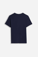 T-SHIRT GIROCOLLO BASIC SLUB BLEU