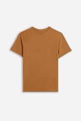 T-SHIRT GIROCOLLO BASIC SLUB COGNAC