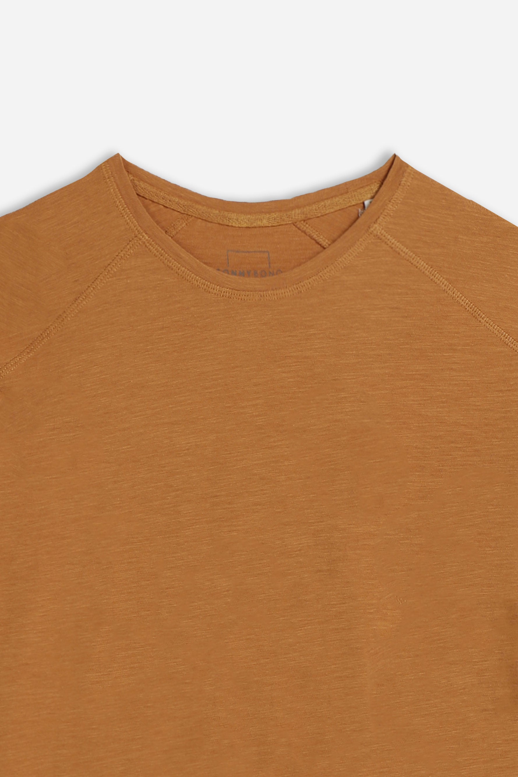T-SHIRT GIROCOLLO BASIC SLUB COGNAC