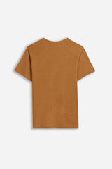 T-SHIRT GIROCOLLO BASIC SLUB COGNAC
