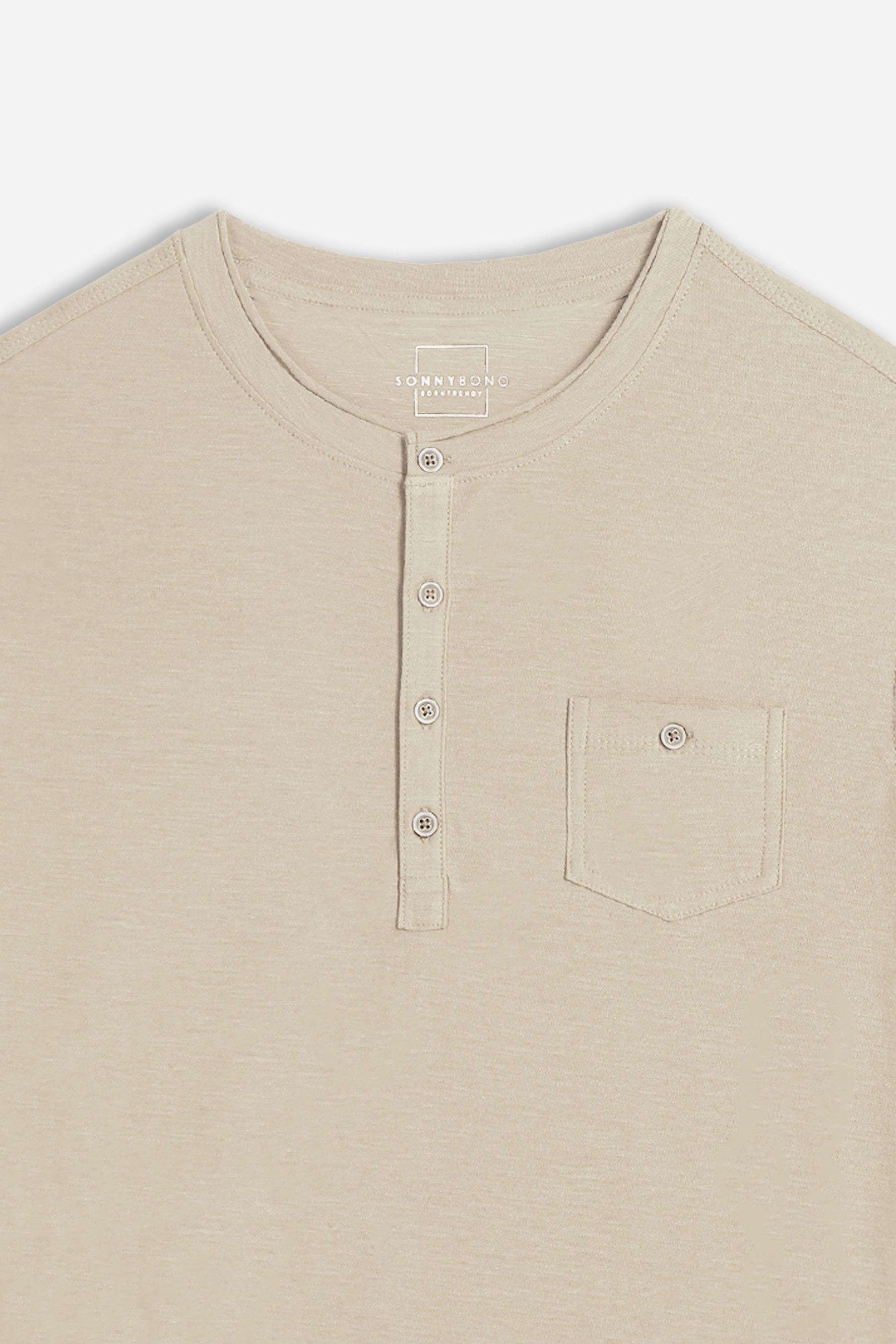 T-SHIRT SLUB SERAFINO CON TASCHINO BEIGE CHIARO