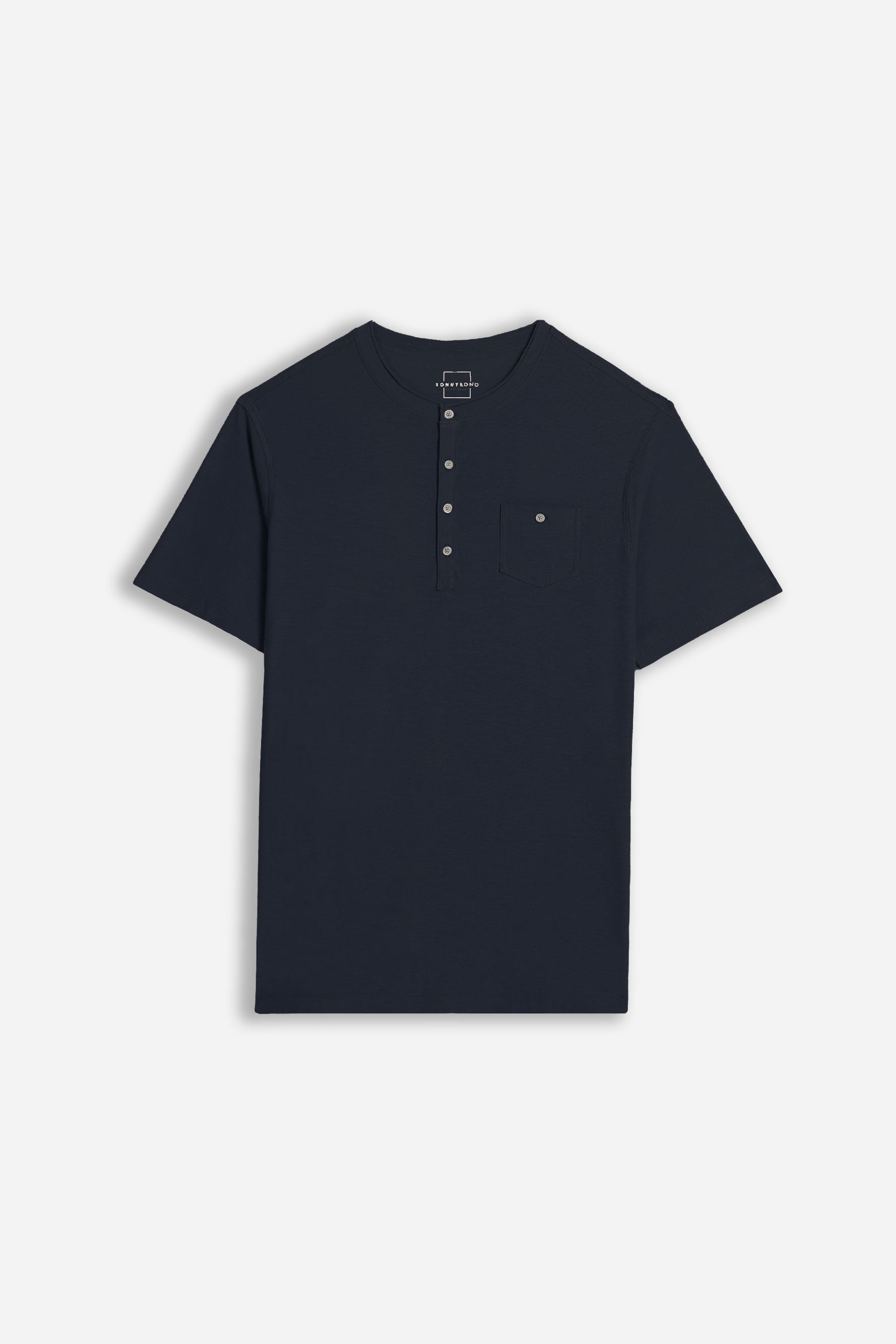 T-SHIRT SLUB SERAFINO CON TASCHINO BLEU