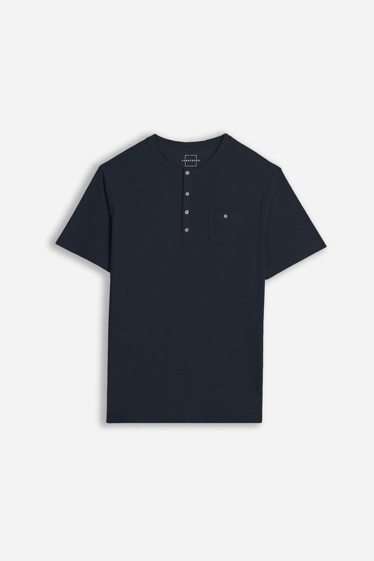 T-SHIRT SLUB SERAFINO CON TASCHINO BLEU