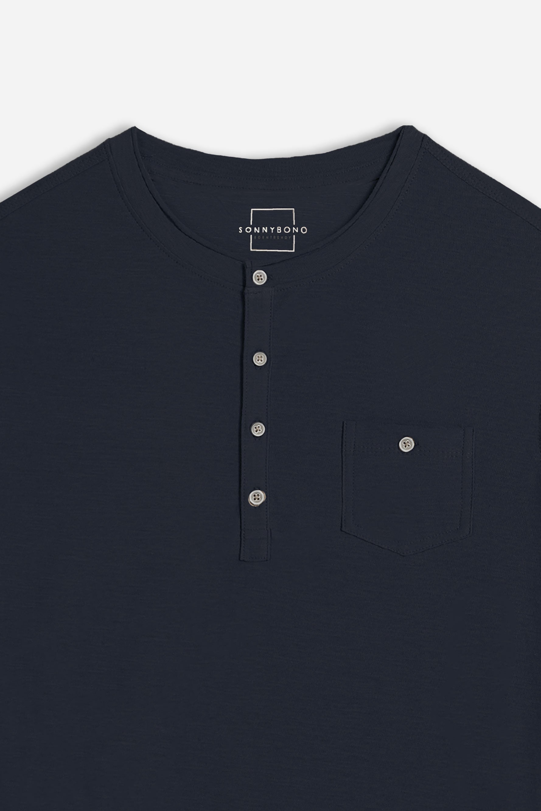 T-SHIRT SLUB SERAFINO CON TASCHINO BLEU