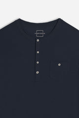 T-SHIRT SLUB SERAFINO CON TASCHINO BLEU