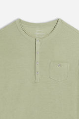 T-SHIRT SLUB SERAFINO CON TASCHINO KAKI