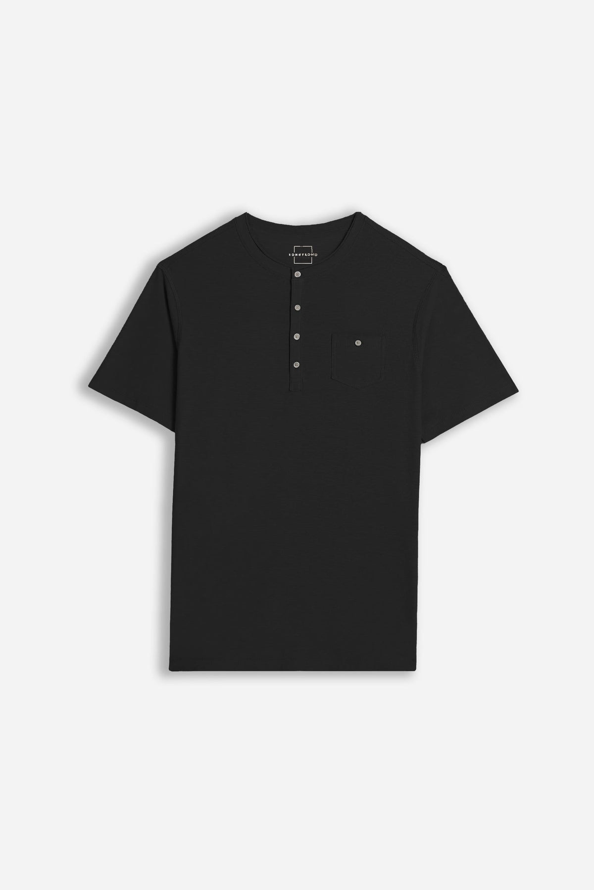 T-SHIRT SLUB SERAFINO CON TASCHINO NERO