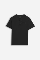 T-SHIRT SLUB SERAFINO CON TASCHINO NERO
