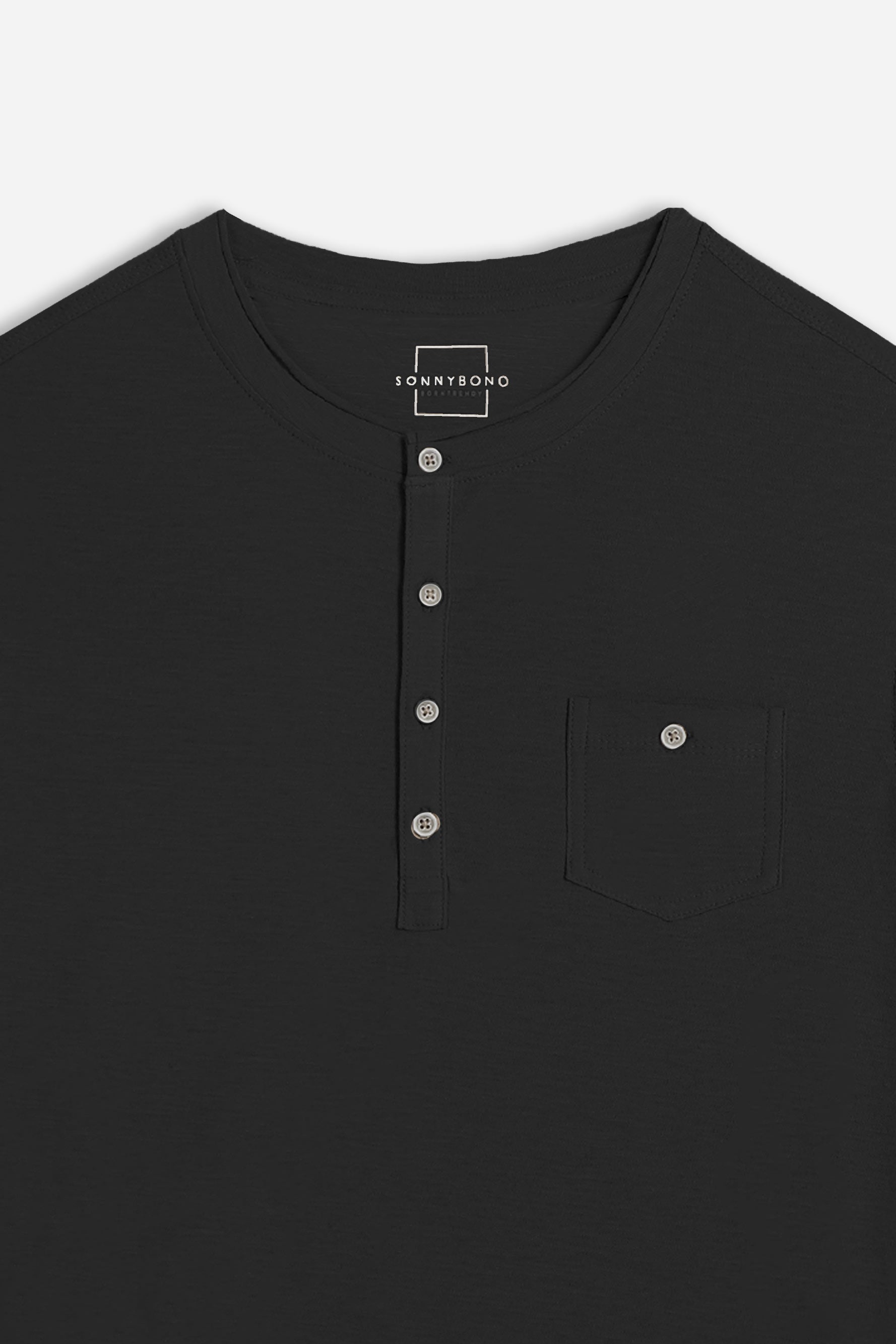 T-SHIRT SLUB SERAFINO CON TASCHINO NERO