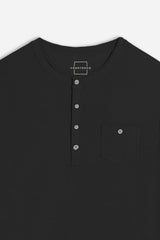 T-SHIRT SLUB SERAFINO CON TASCHINO NERO