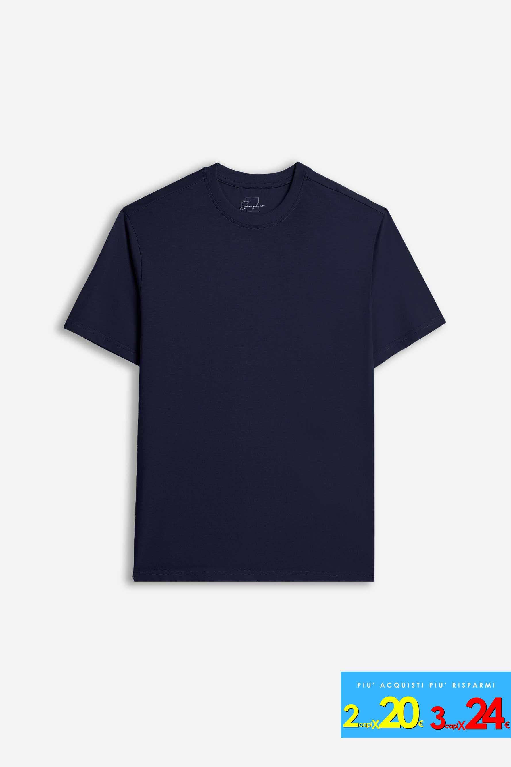T-SHIRT GIROCOLLO BASIC BLEU