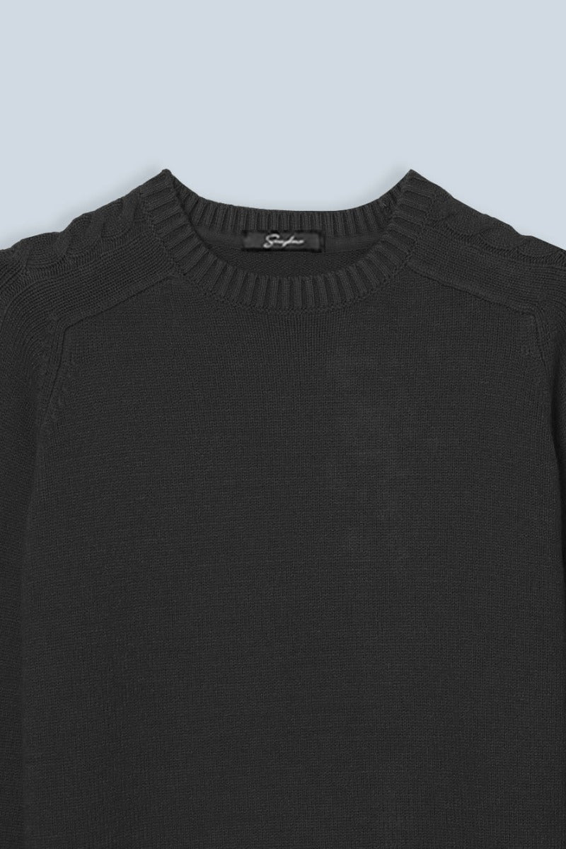 MAGLIA GIROCOLLO MANICA A MARTELLO NERO