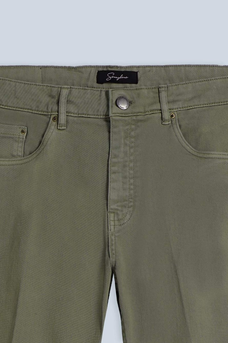 PANTALONI 5 TASCHE IN BULL VERDE MILITARE