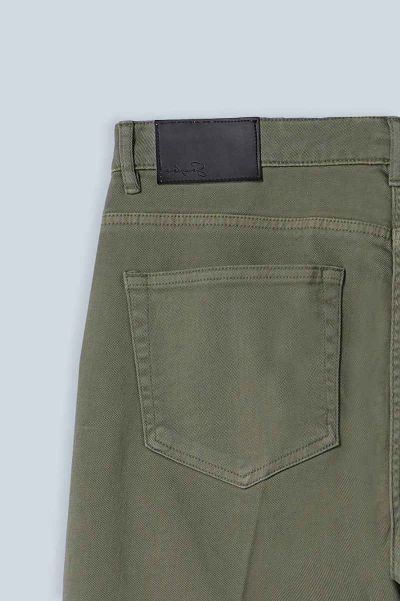 PANTALONI 5 TASCHE IN BULL VERDE MILITARE