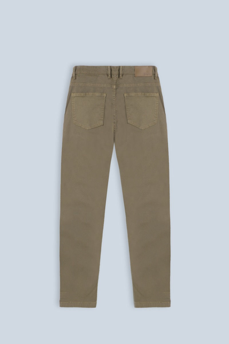 PANTALONI 5 TASCHE IN GABARDINA COMFORT VERDE MILITARE