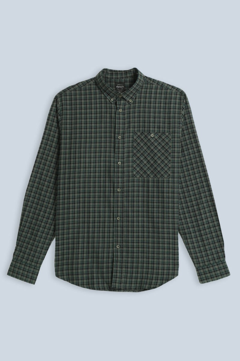 CAMICIA IN FLANELLA LEGGERA F VERDE