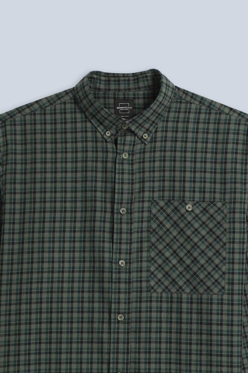 CAMICIA IN FLANELLA LEGGERA F VERDE