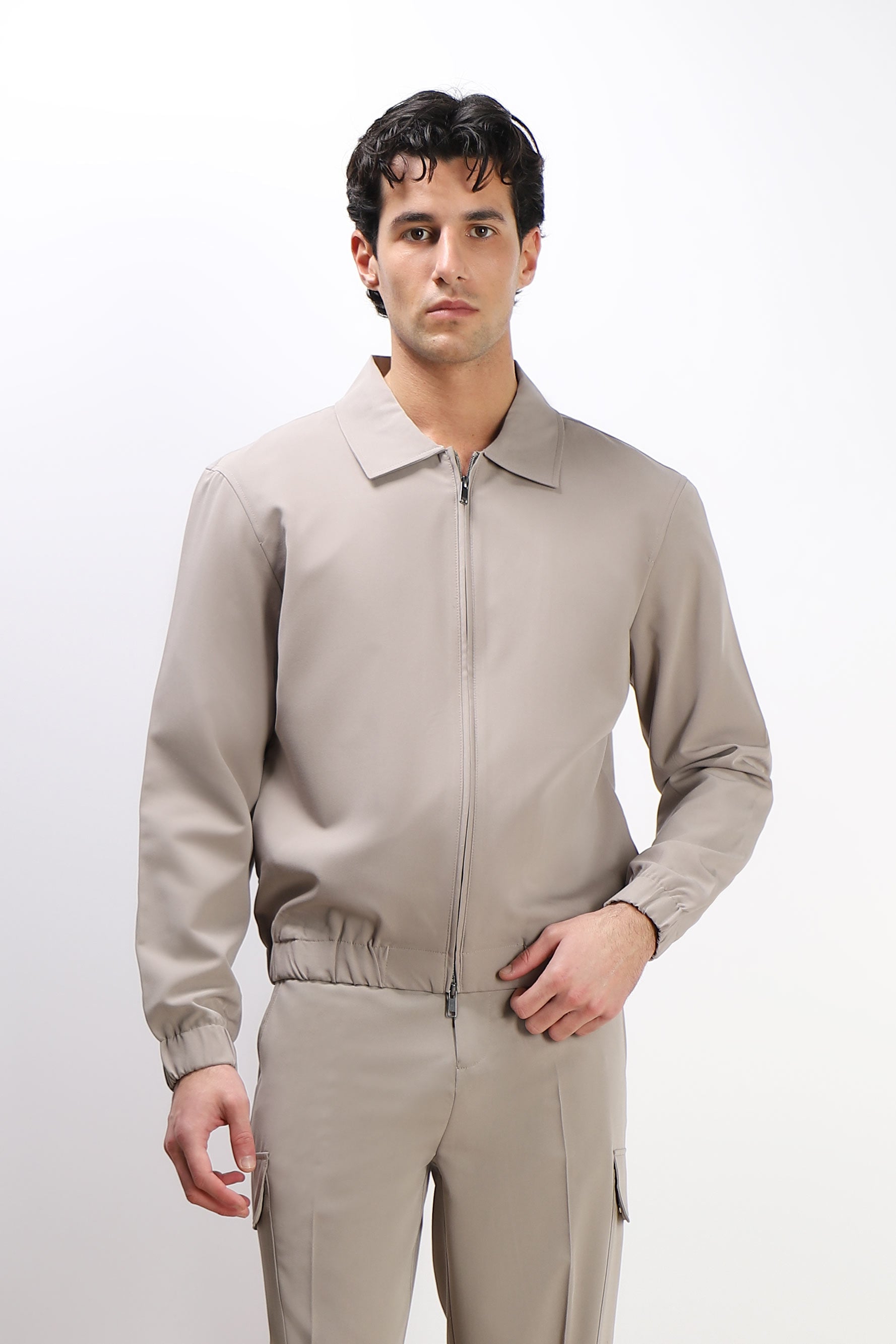 GIUBBOTTO BOMBER COLLO CAMICIA SABBIA