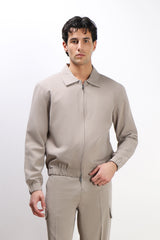 GIUBBOTTO BOMBER COLLO CAMICIA SABBIA