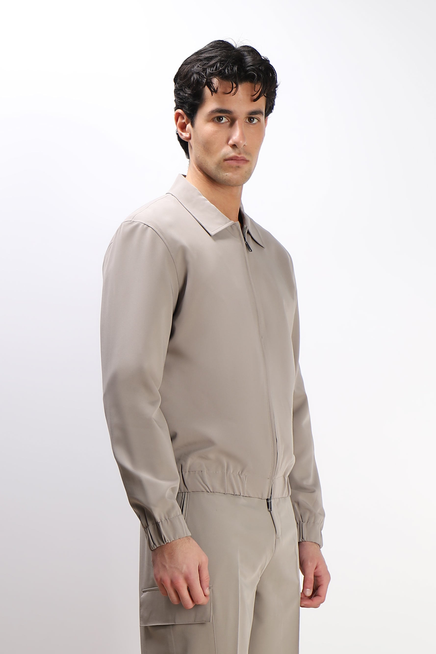 GIUBBOTTO BOMBER COLLO CAMICIA SABBIA
