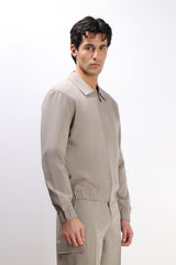 GIUBBOTTO BOMBER COLLO CAMICIA SABBIA