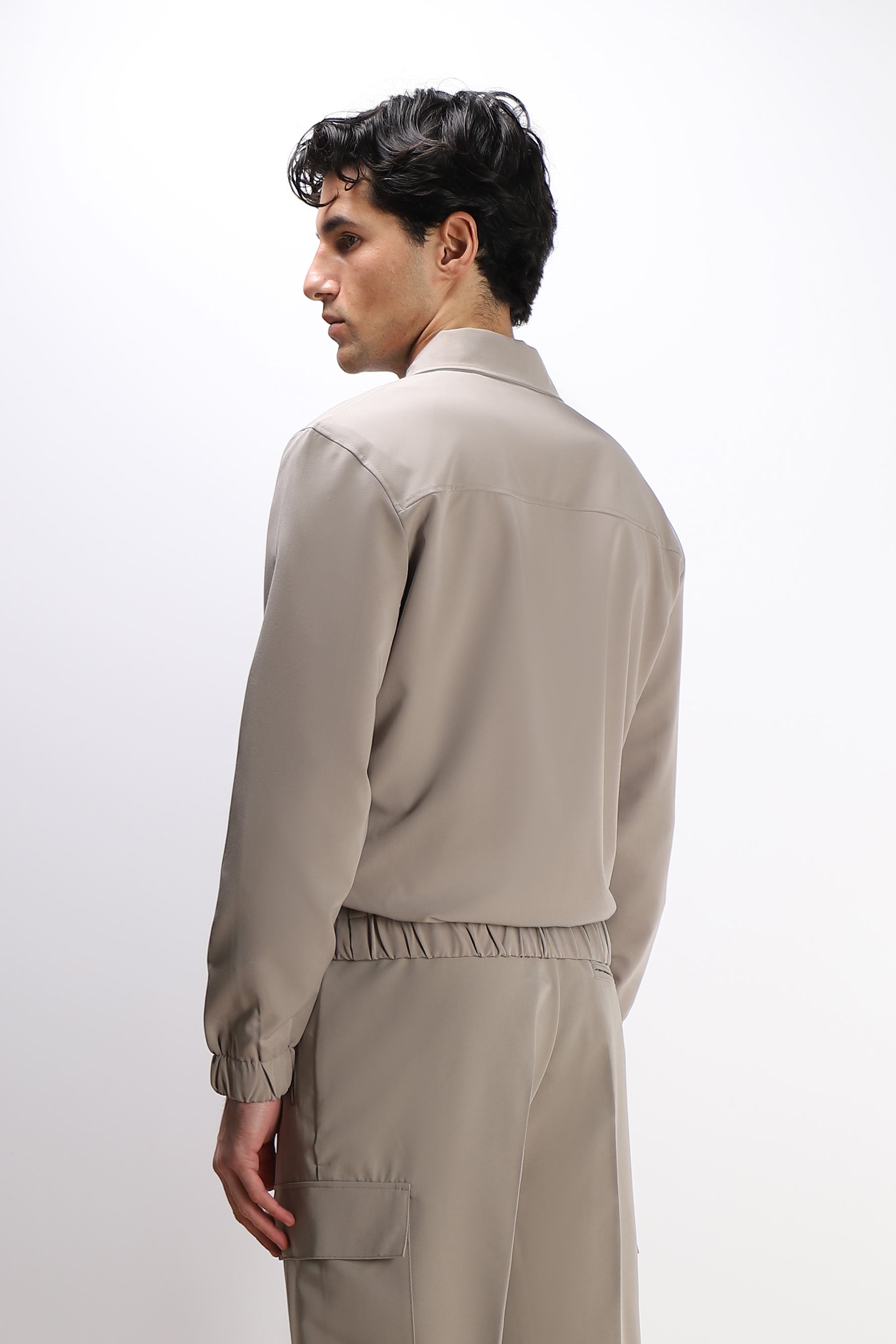 GIUBBOTTO BOMBER COLLO CAMICIA SABBIA
