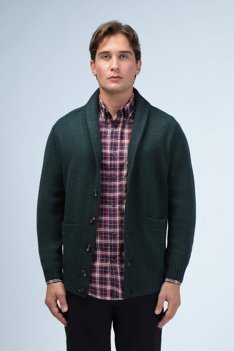 MAGLIA CARDIGAN CON BOTTONI VERDE BOSCO