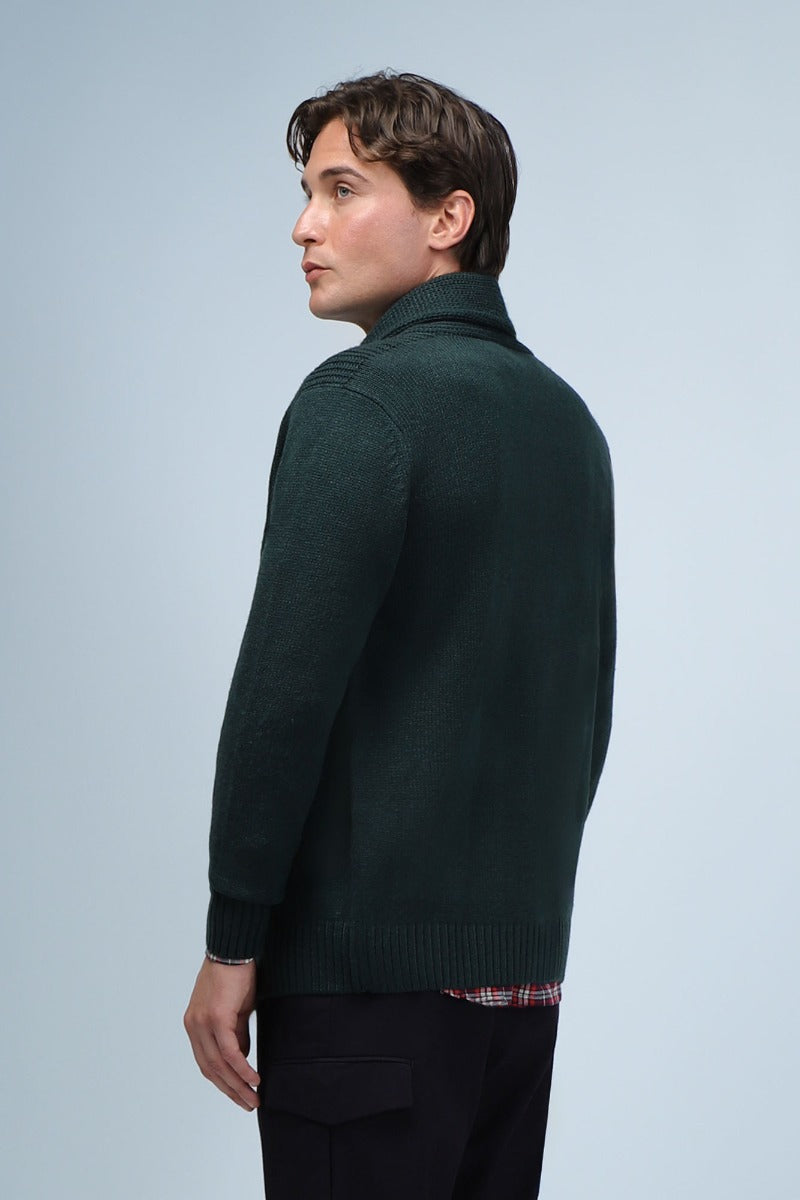 MAGLIA CARDIGAN CON BOTTONI VERDE BOSCO