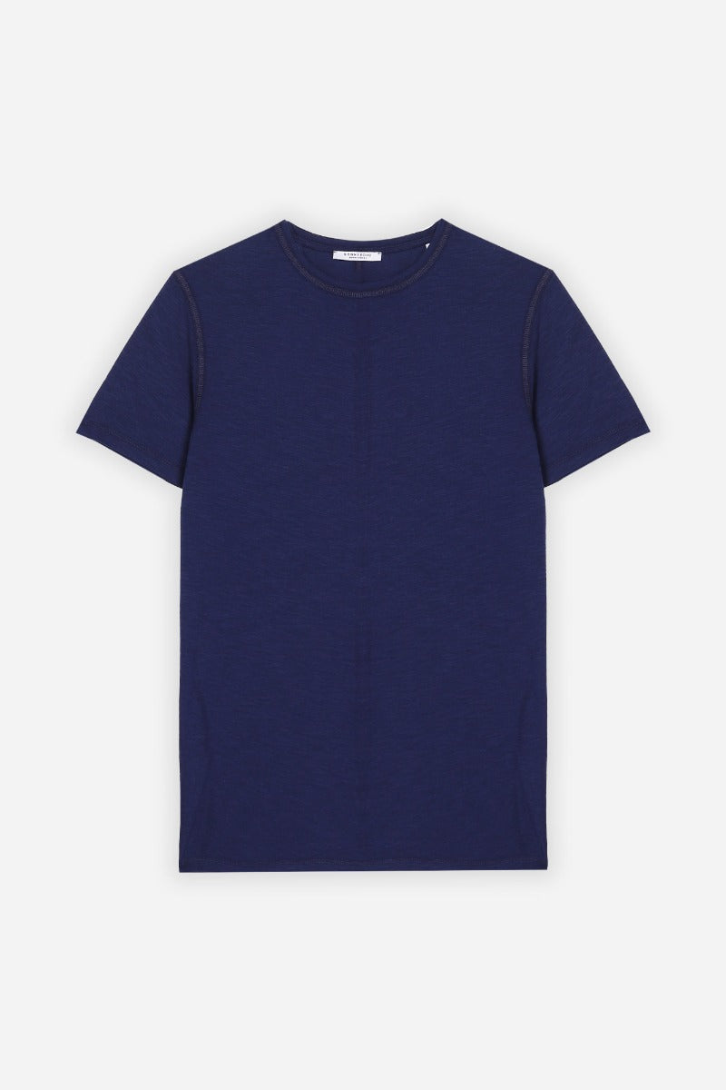 T-SHIRT OVERLOCK COTONE FIAMMATO INDACO