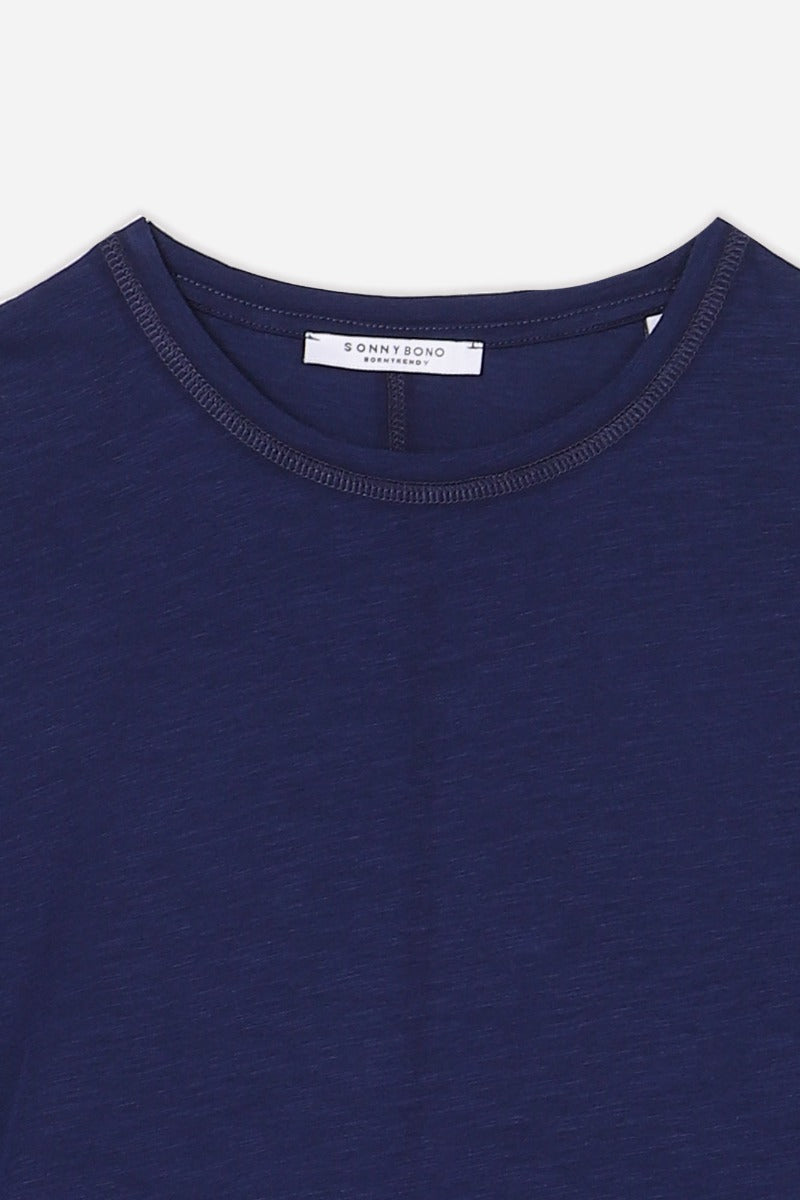 T-SHIRT OVERLOCK COTONE FIAMMATO INDACO